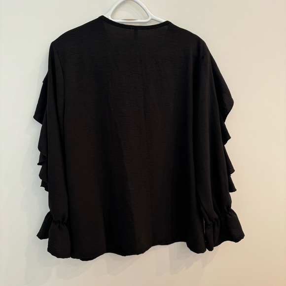 Chic Black Ruffled Blouse - Picture 2 of 5
